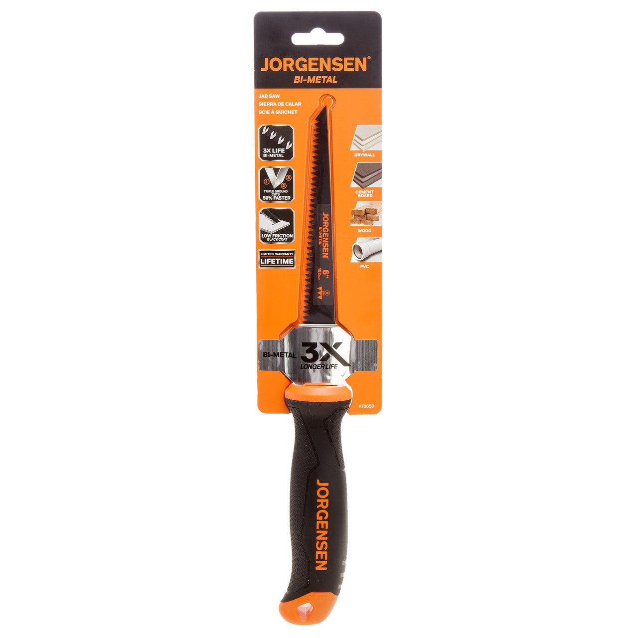 Pony Jorgensen Bi-Metal Coarse Jab Saw 6in 150mm anti-slip handle 70650