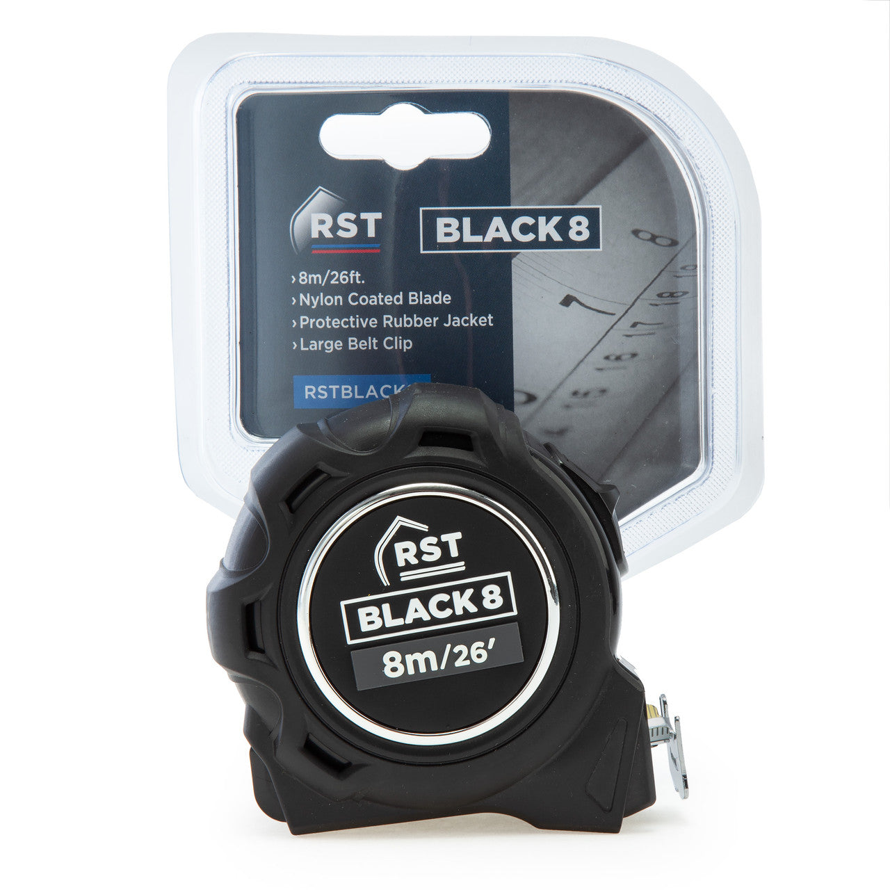 RST BLACK8 Metric Imperial Tape Measure 8m RST-RSTBLACK8