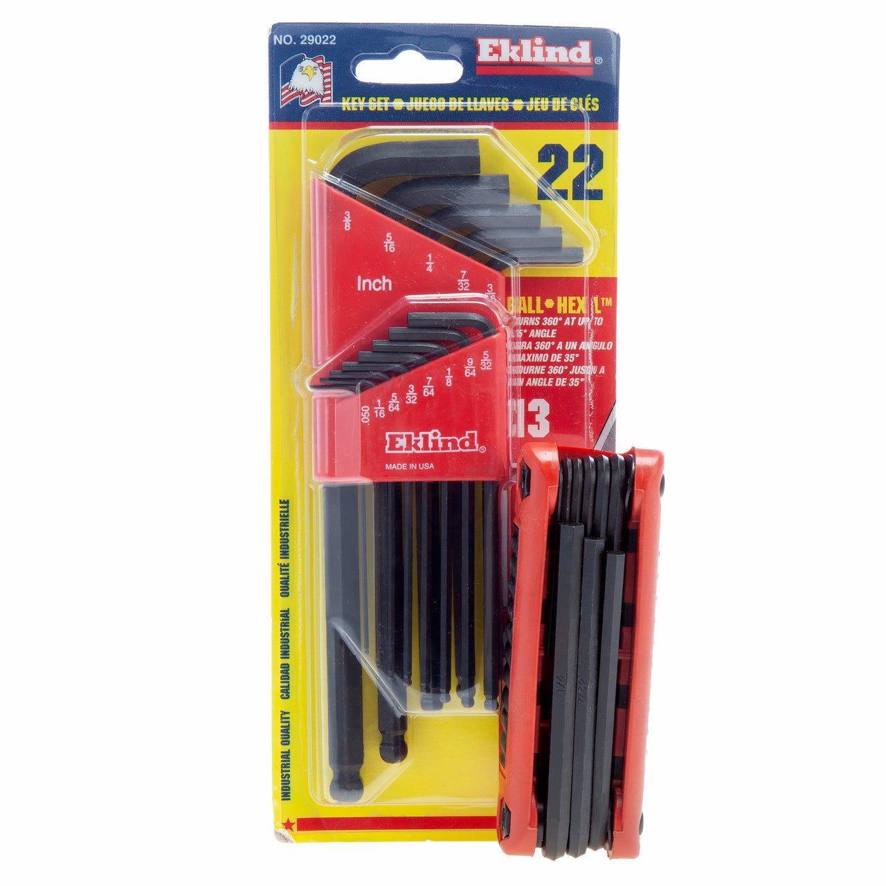Eklind 29022 Imperial Ball-End Hex-L & Ergo Folding Key Set 22 Piece (.050 - 3/8")