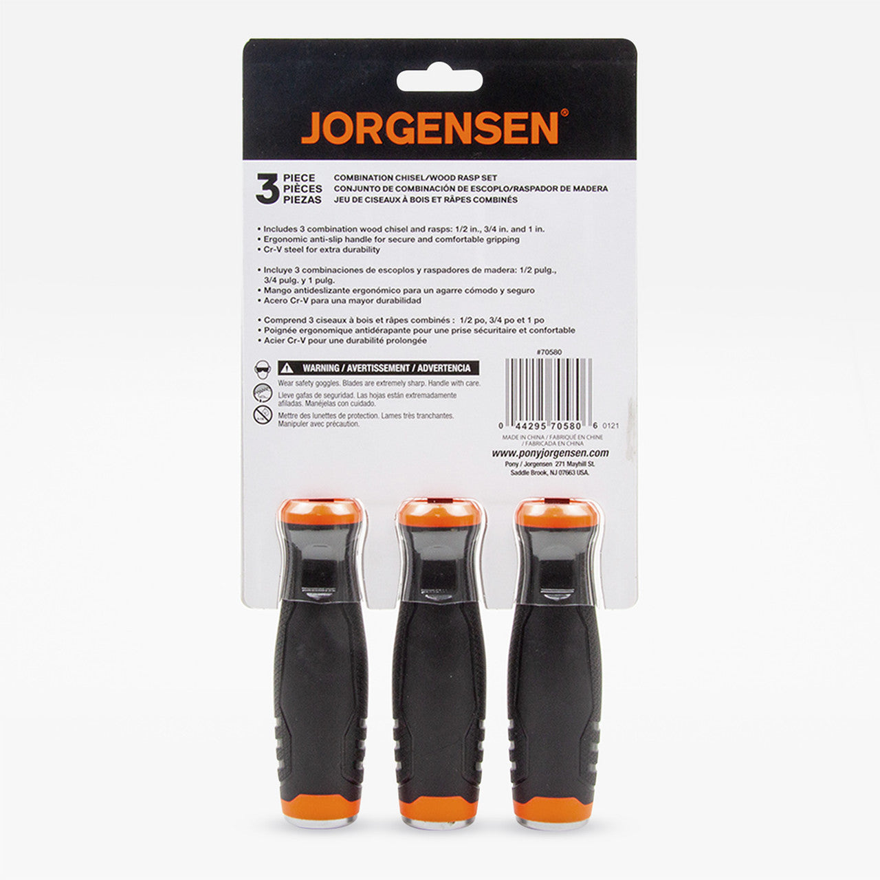 Pony Jorgensen Combination Wood Chisel Rasp Set 3 Pc 1/2" 3/4" 1" Blades 70580