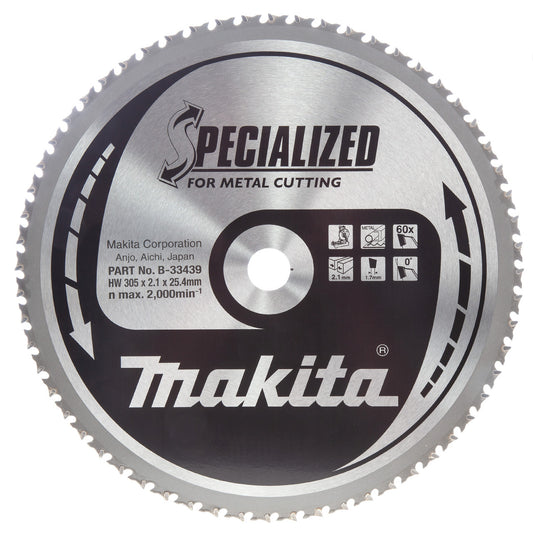 Makita Metal Cutting Circular Saw Blade 305mm x 25.4mm x 60T B-33439