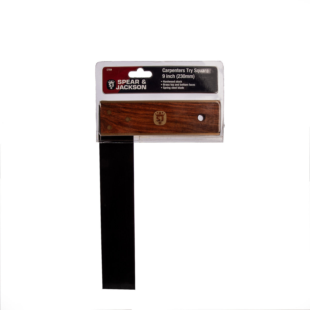 Spear and Jackson Carpenters Try Square 9in hardwood with brass top CTS9