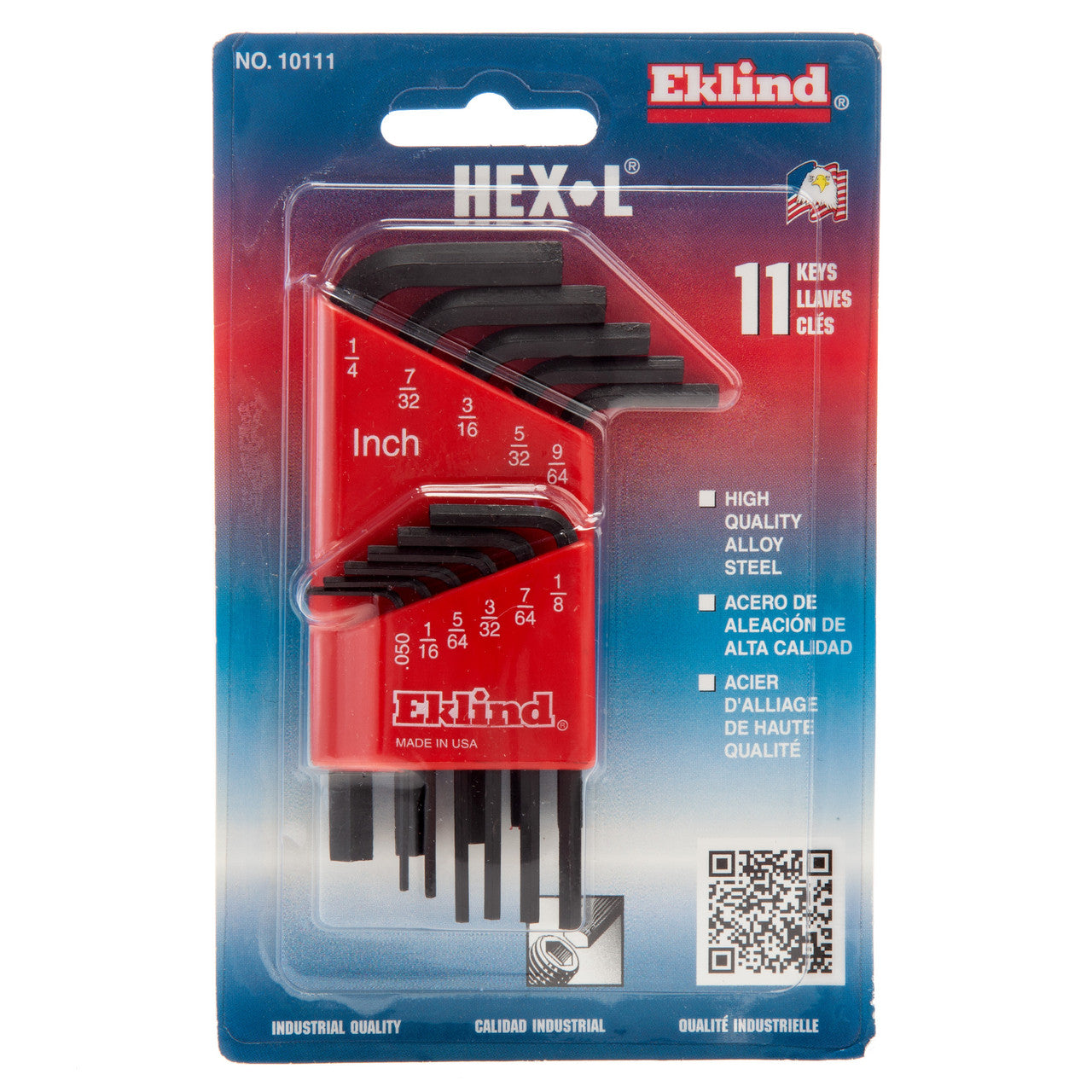 Eklind 10111 Imperial Hex-L Short Series Key Set 11 Piece (.050 - 1/4")
