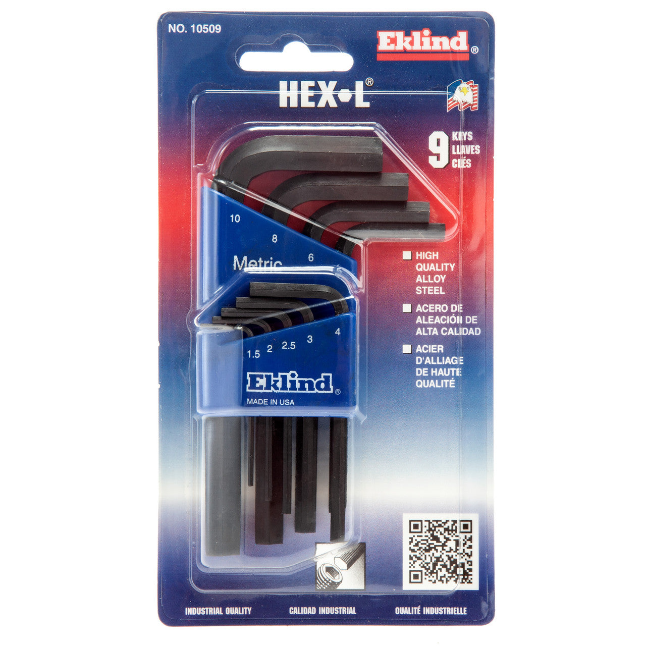 Eklind 10509 Metric Hex-L Short Series Key Set 9 Piece (1.5 - 10mm)