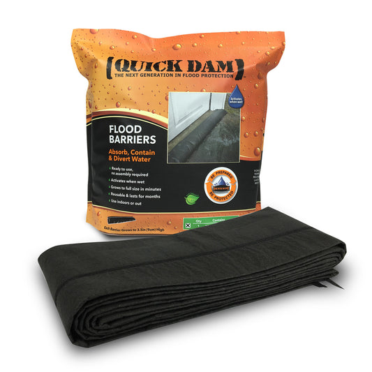 Quick Dam Water Activated Flood Barrier 5m 17ft grows to 90mm in minutes QD617-1