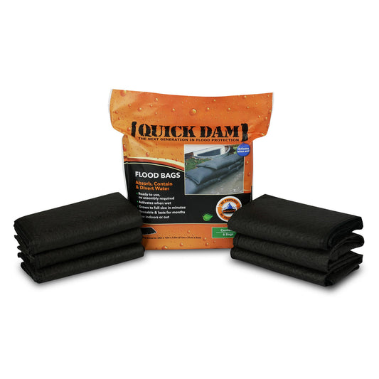 Quick Dam Water Activated Flood Bags 30cm 1ft x 61cm 2ft Pack of 6 QD1224-6