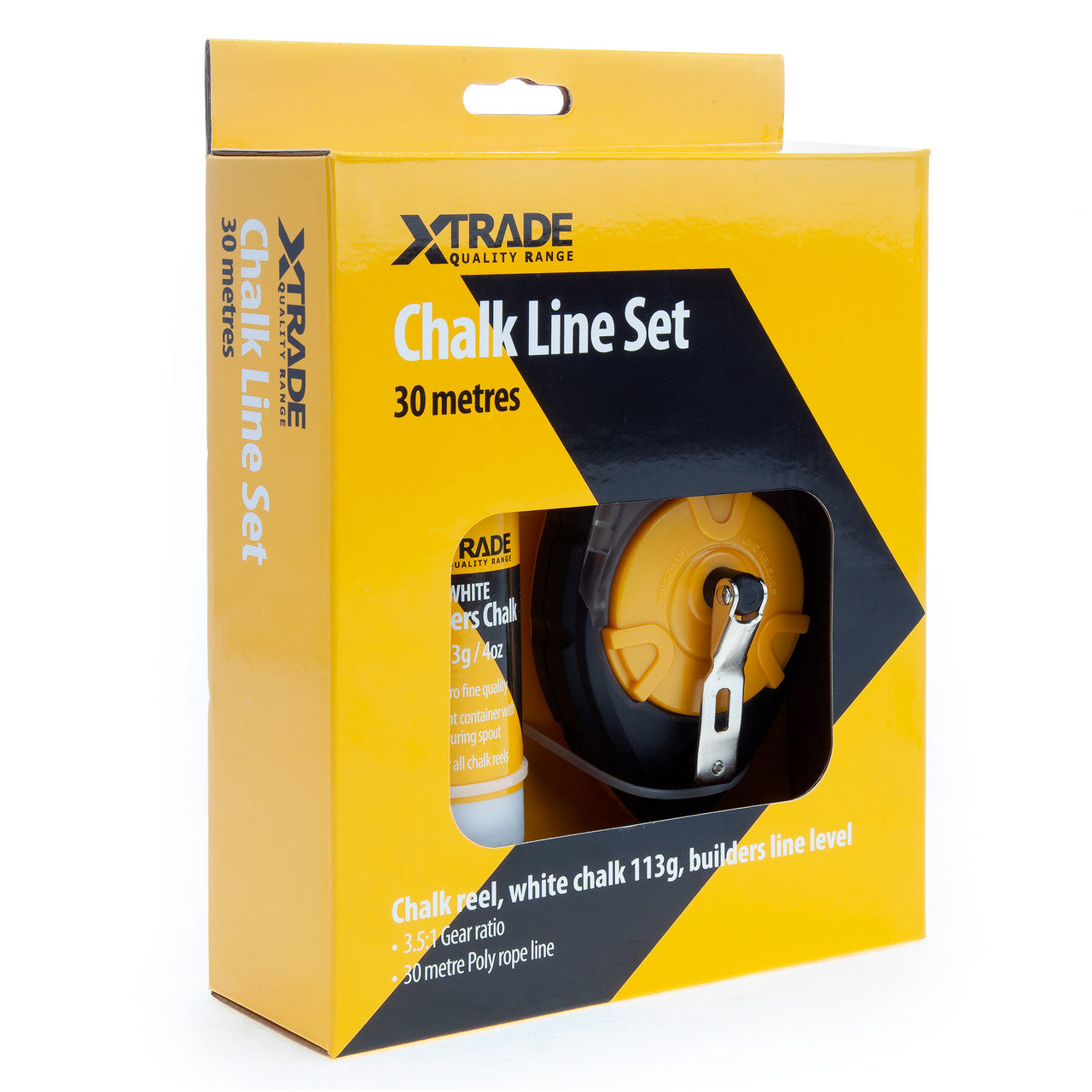XTrade White Chalk Line Set 30m 3 Piece IWith Builders Line Level X0900072