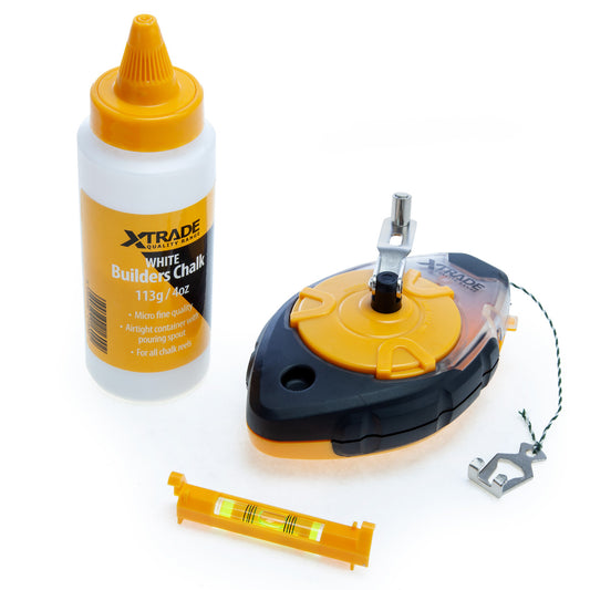 XTrade White Chalk Line Set 30m 3 Piece IWith Builders Line Level X0900072