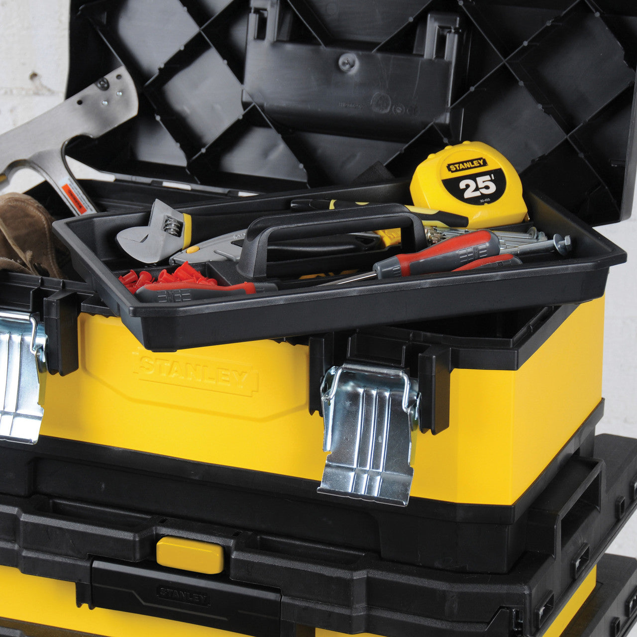 Stanley Metal Plastic Rolling Workshop Toolbox Set 7" Wheels & Lock Eye 1-95-621