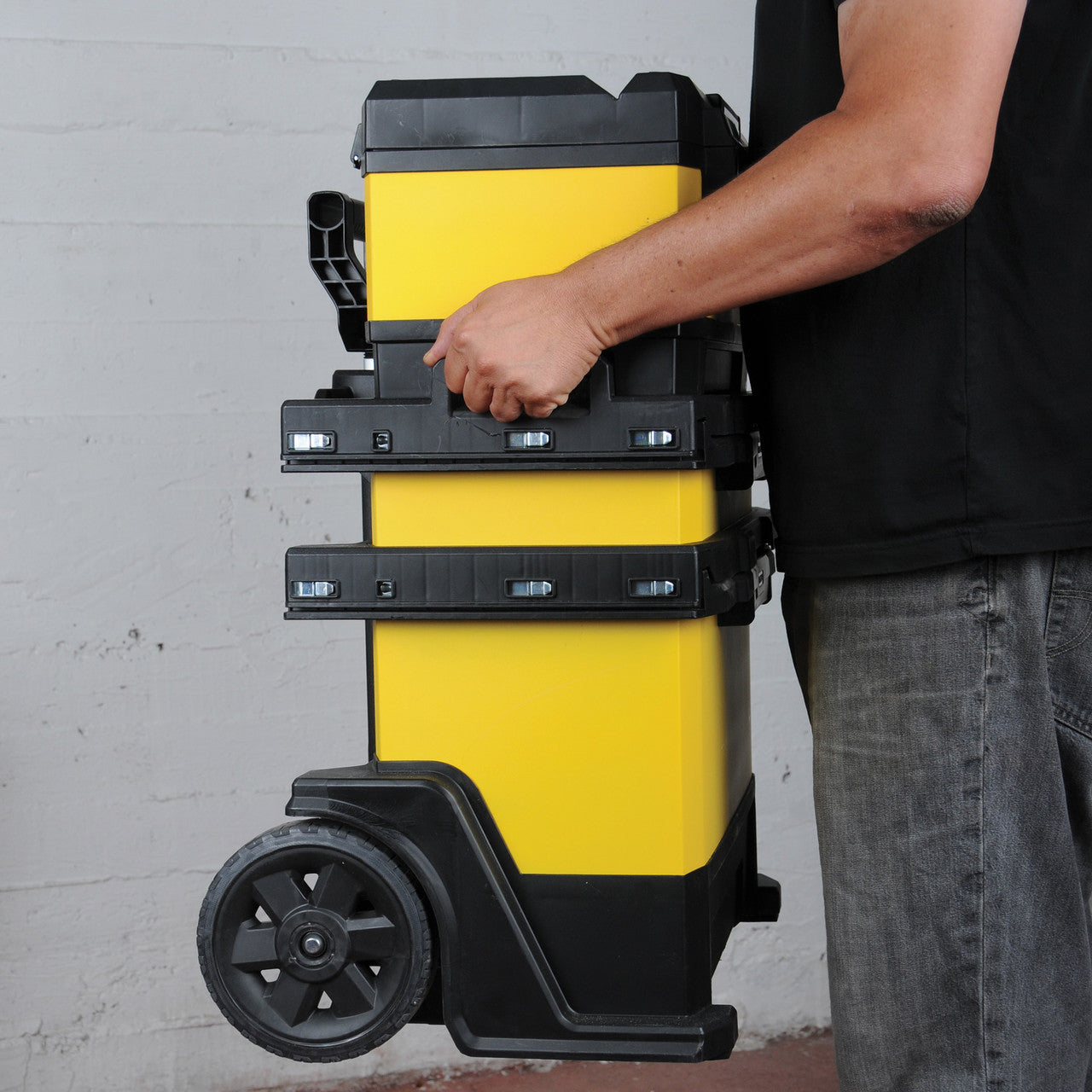 Stanley Metal Plastic Rolling Workshop Toolbox Set 7" Wheels & Lock Eye 1-95-621