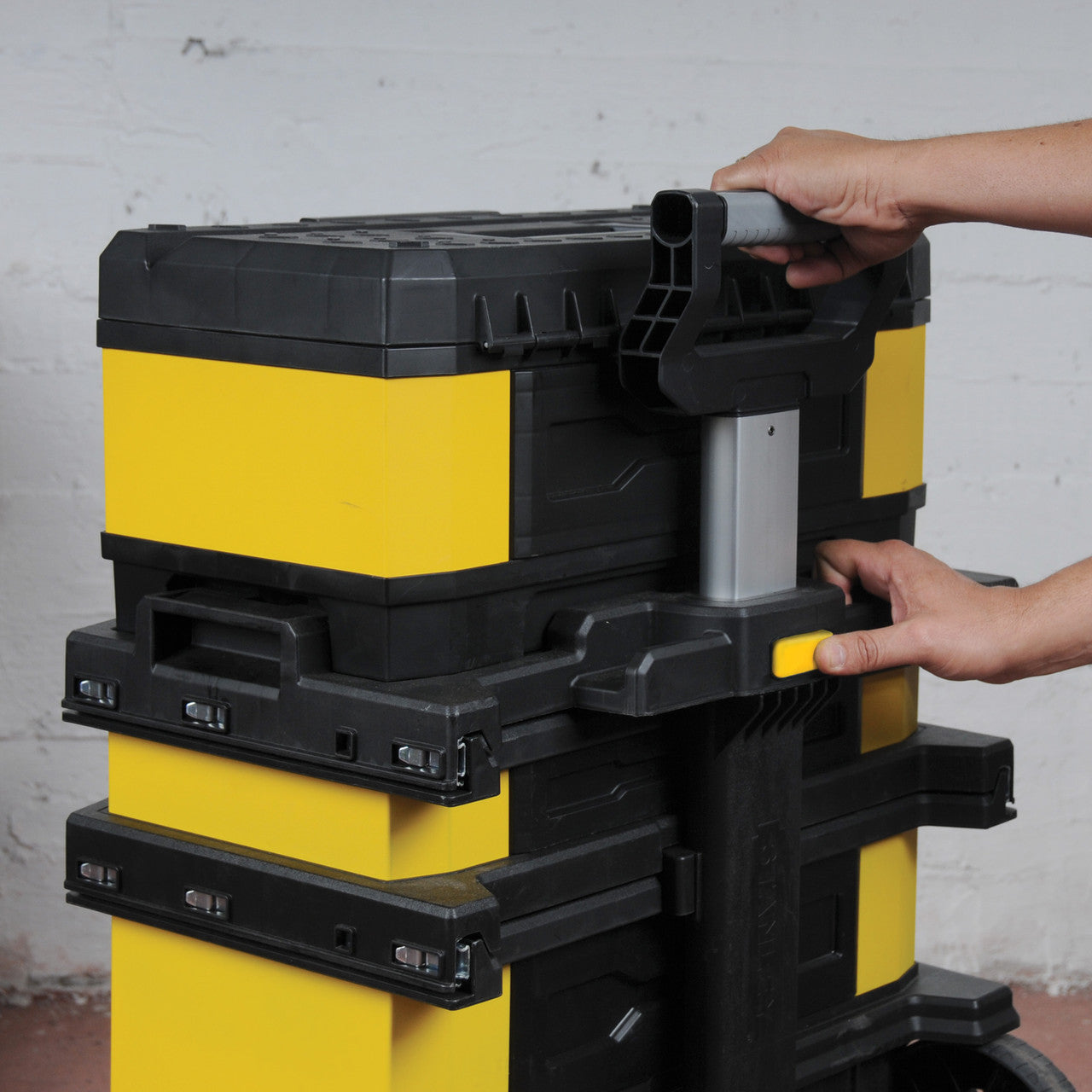 Stanley Metal Plastic Rolling Workshop Toolbox Set 7" Wheels & Lock Eye 1-95-621