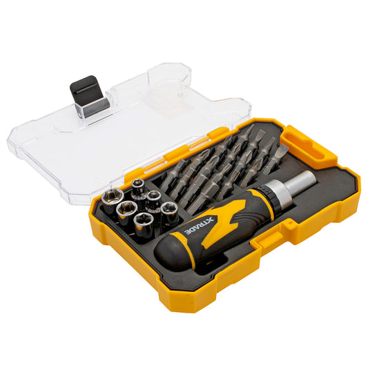 XTrade Ratchet Bit Driver & Socket Set 23 Piece In A storage Case X0900076