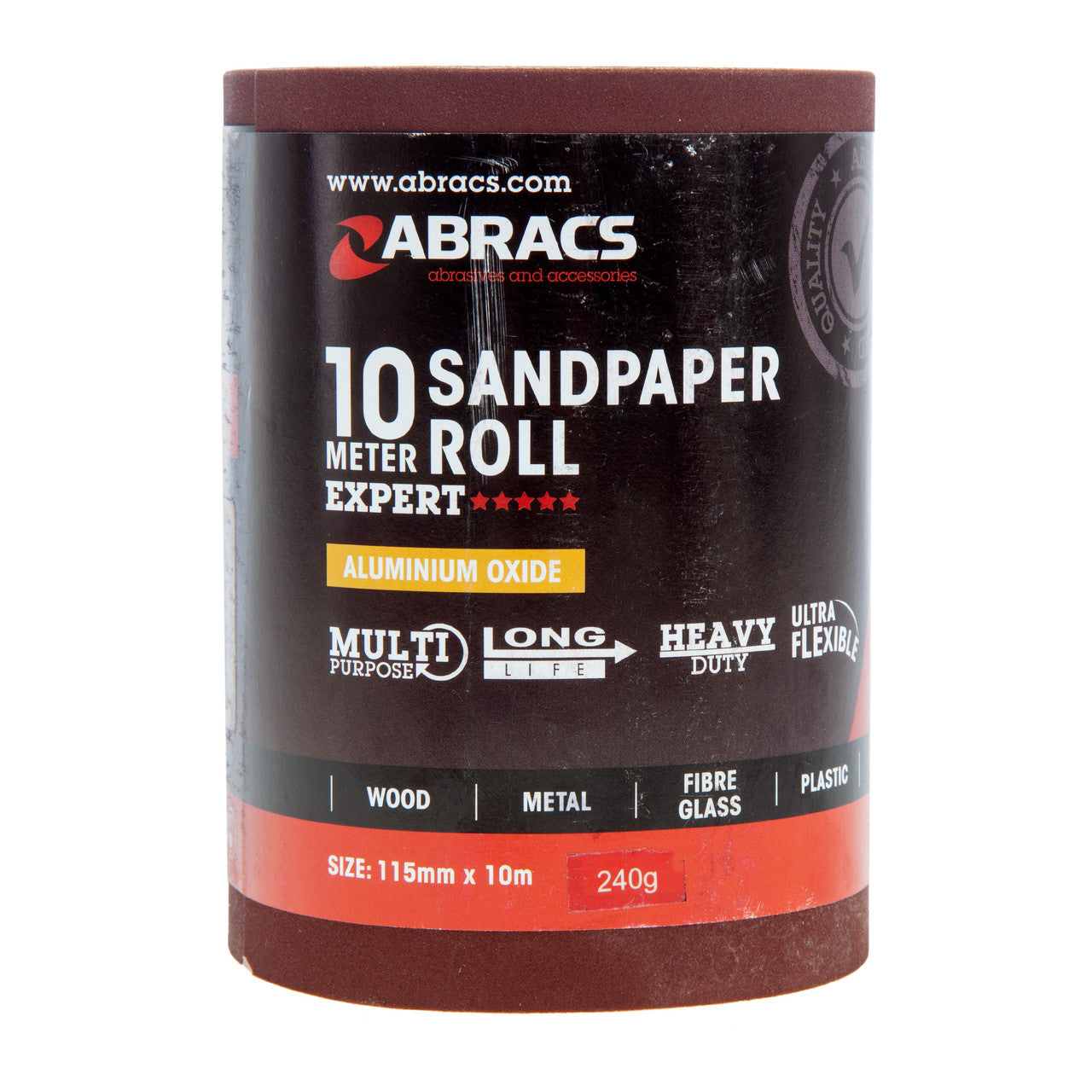 Abracs Sandpaper Roll 240 Grit 115mm x 10m Heavy Duty Ultra Flexible ABS11510240
