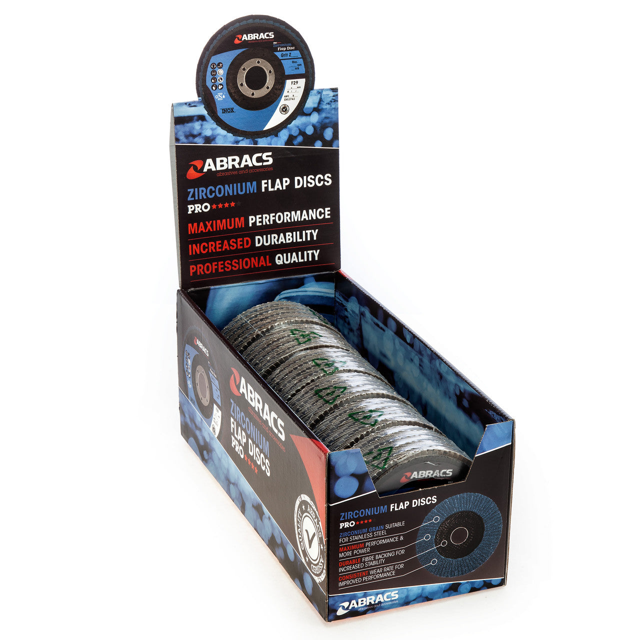 Abracs Pro Zirconium Flap Disc 115mm Bore 22mm 80 Grit 5 Pack ABFZ115B080