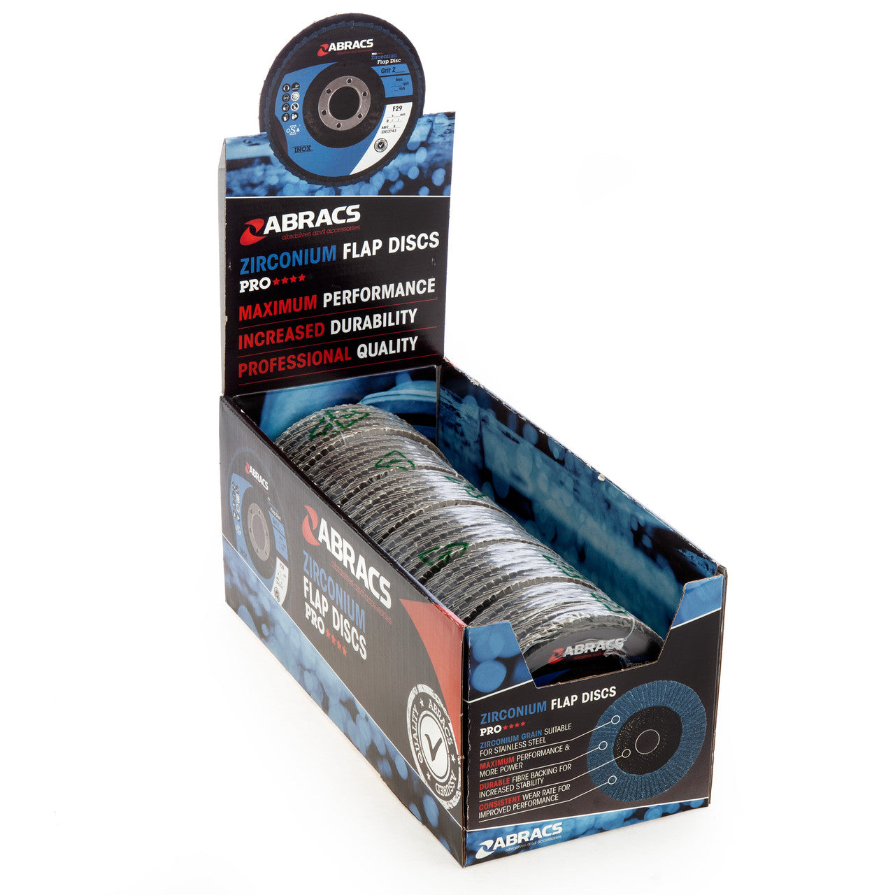 Abracs Pro Zirconium Flap Disc 115mm Bore 22mm 60 Grit 5 Pack ABFZ115B060