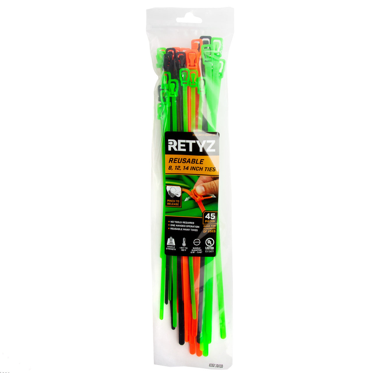 RETYZ Reusable Cable Ties Combo Pack Pack of 45 MBA02-OA