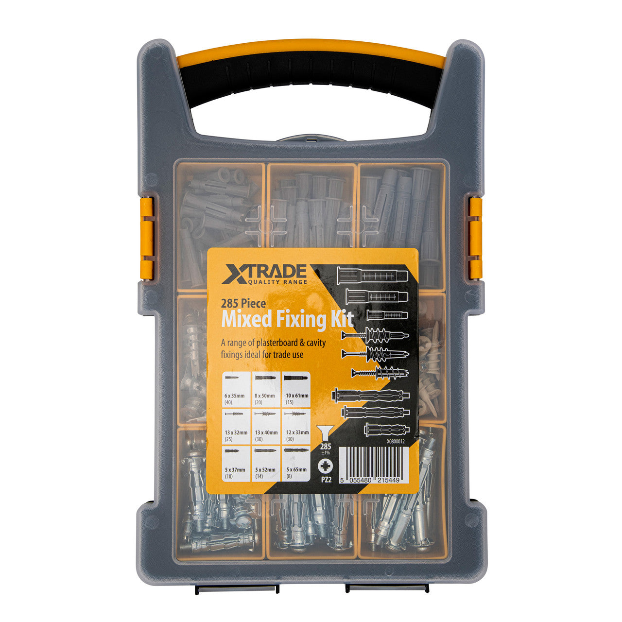 XTrade Mixed Fixing Kit Pack Of 285 Screws Wall Plugs Anchors & Case X0800012