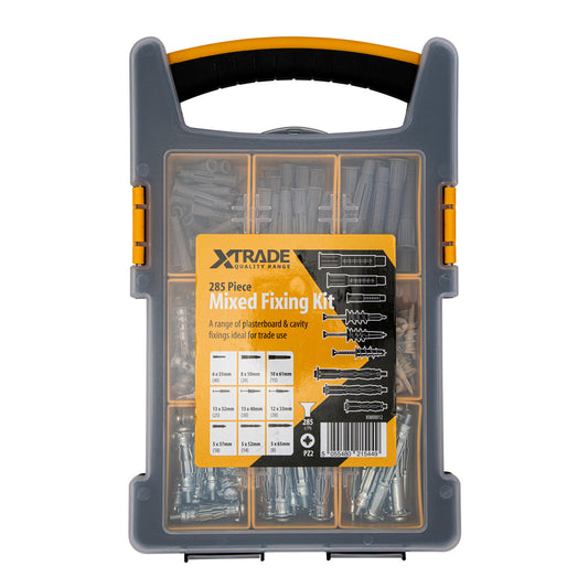 XTrade Mixed Fixing Kit Pack Of 285 Screws Wall Plugs Anchors & Case X0800012
