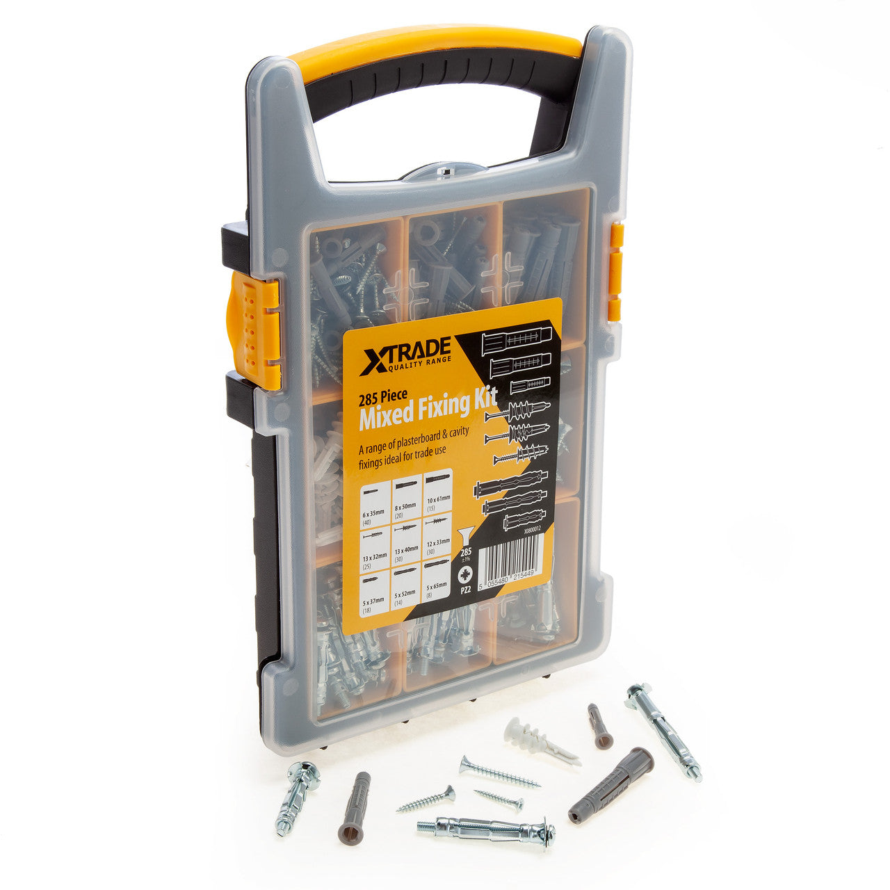 XTrade Mixed Fixing Kit Pack Of 285 Screws Wall Plugs Anchors & Case X0800012