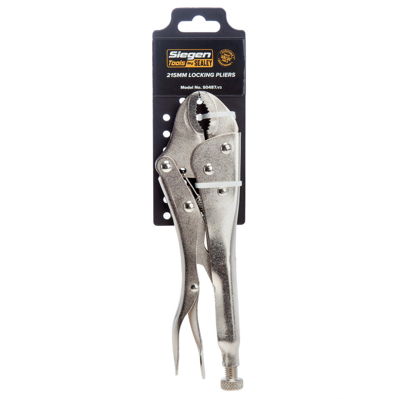 Siegen Locking Pliers With Curved Jaw 215mm Serrated Jaw Capacity 45mm S0487