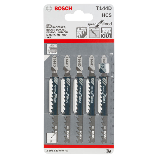 Bosch Speed Cutting Wood Jigsaw Blades 5 Pack T144D