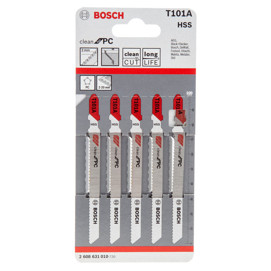 Bosch Clean for PC Jigsaw Blades 5 Pack For perspex polycarbonate T101A