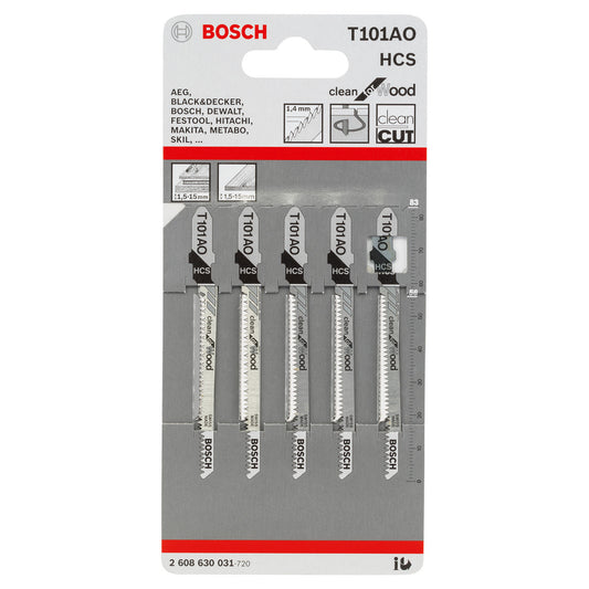 Bosch Clean Cutting Wood Jigsaw Blades 5 Pack T101AO