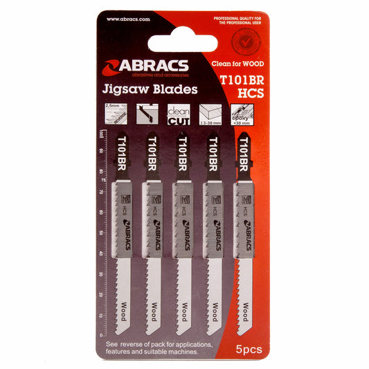 Abracs Jigsaw Blades for Wood 5 Pack T101BR