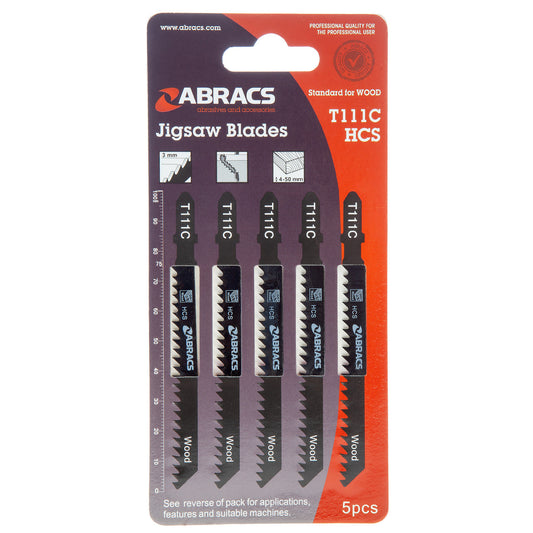 Abracs Jigsaw Blades for Wood 5 Pack T111C