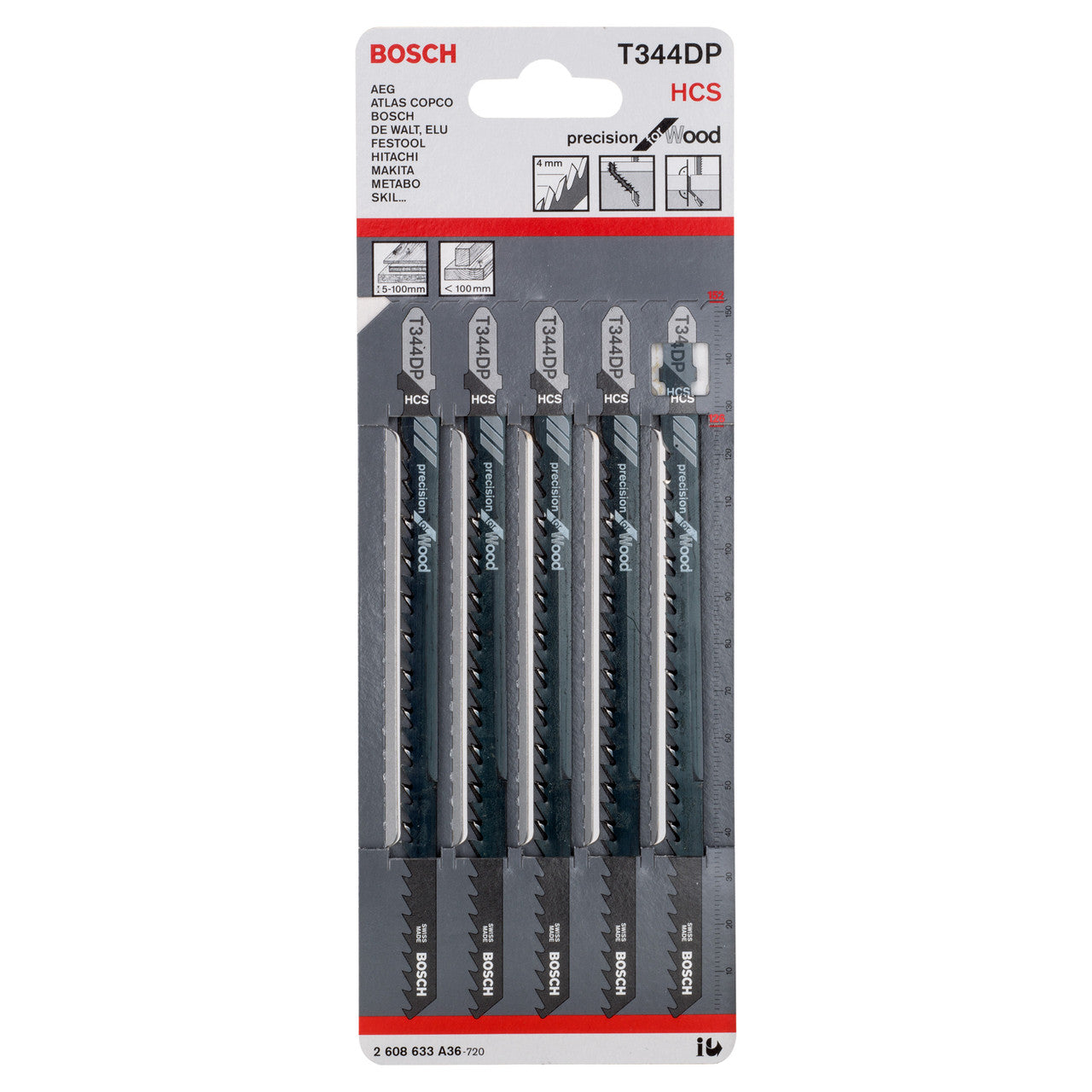 Bosch Precision Jigsaw Blades for Wood 5 Pack T344DP