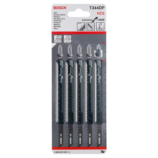 Bosch Precision Jigsaw Blades for Wood 5 Pack T344DP
