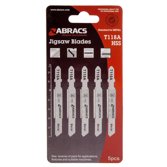 Abracs Jigsaw Blades for Metal 5 Pack T118A