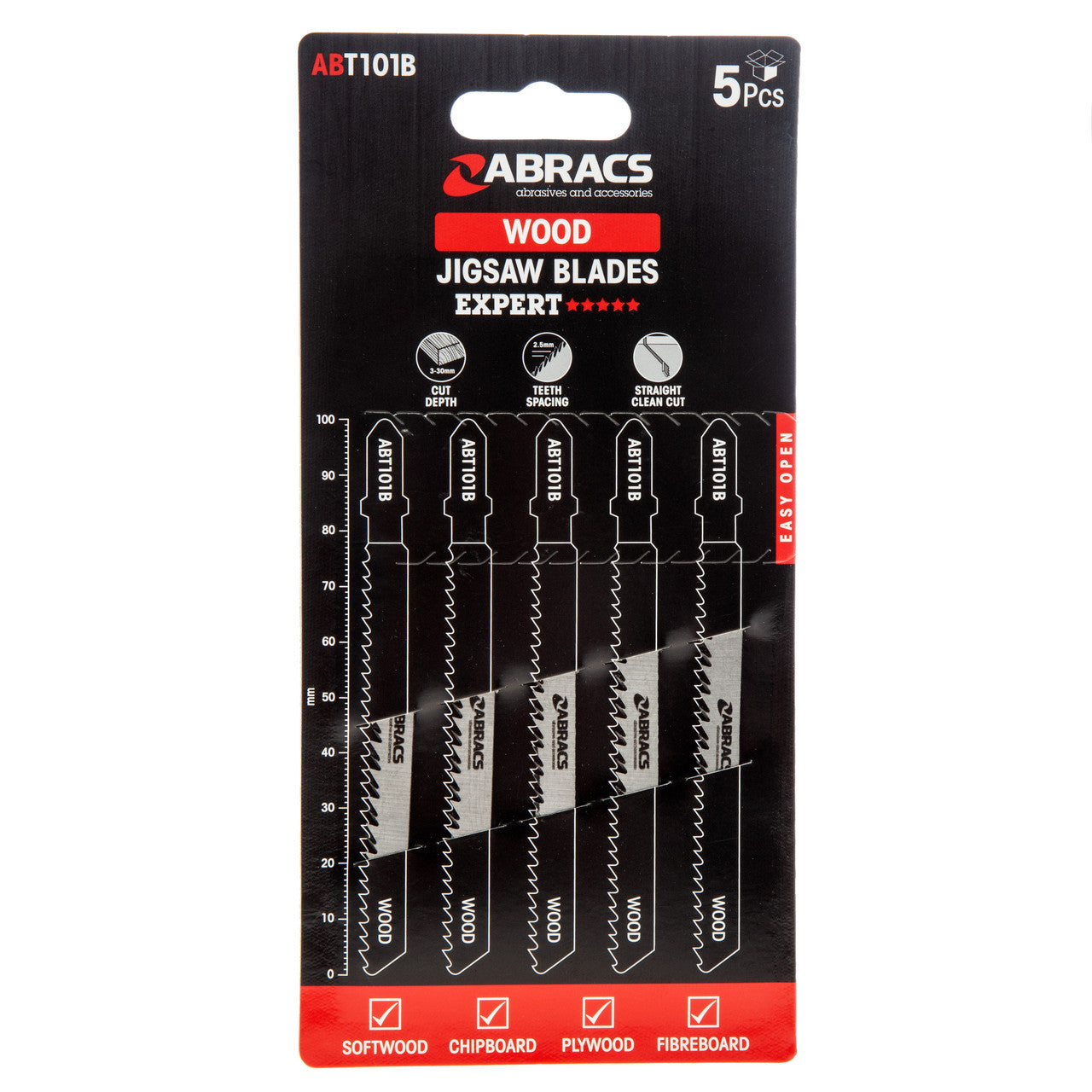 Abracs Jigsaw Blades for Wood 5 Pack ABT101B