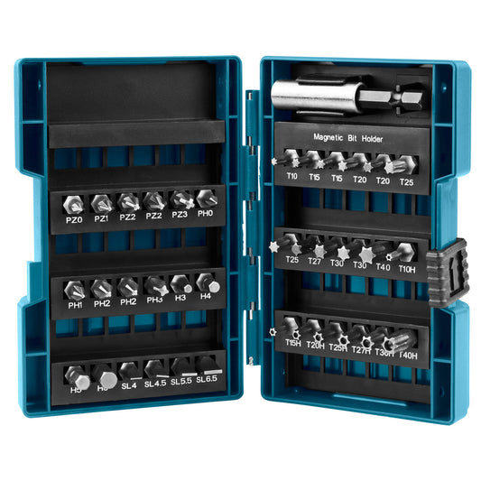 Makita Assorted Screwdriver Bit Set 37 Piece 60mm Magnetic Holder B-28606