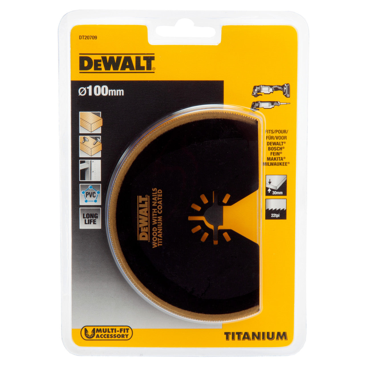 Dewalt Titanium Semi Circular Multi-Tool Saw Blade 100mm DT20709