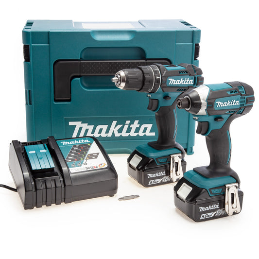 Makita 18V Combi Drill & Impact Driver Twin Pack 2 x 5.0Ah Batteries DLX2131TJ