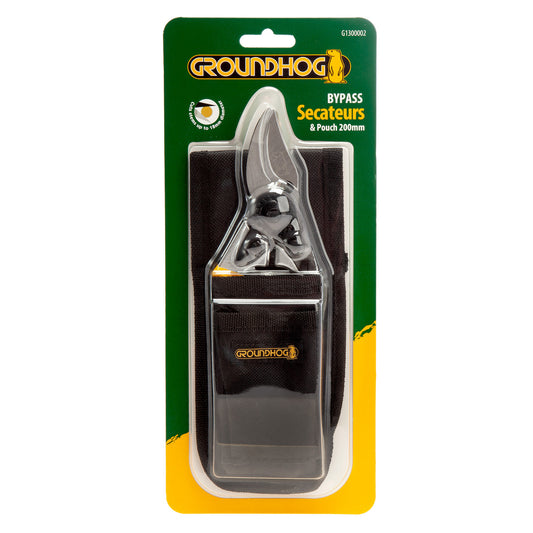 Groundhog Bypass Secateurs & Pouch 200mm Cutting Dia 18mm G1300002