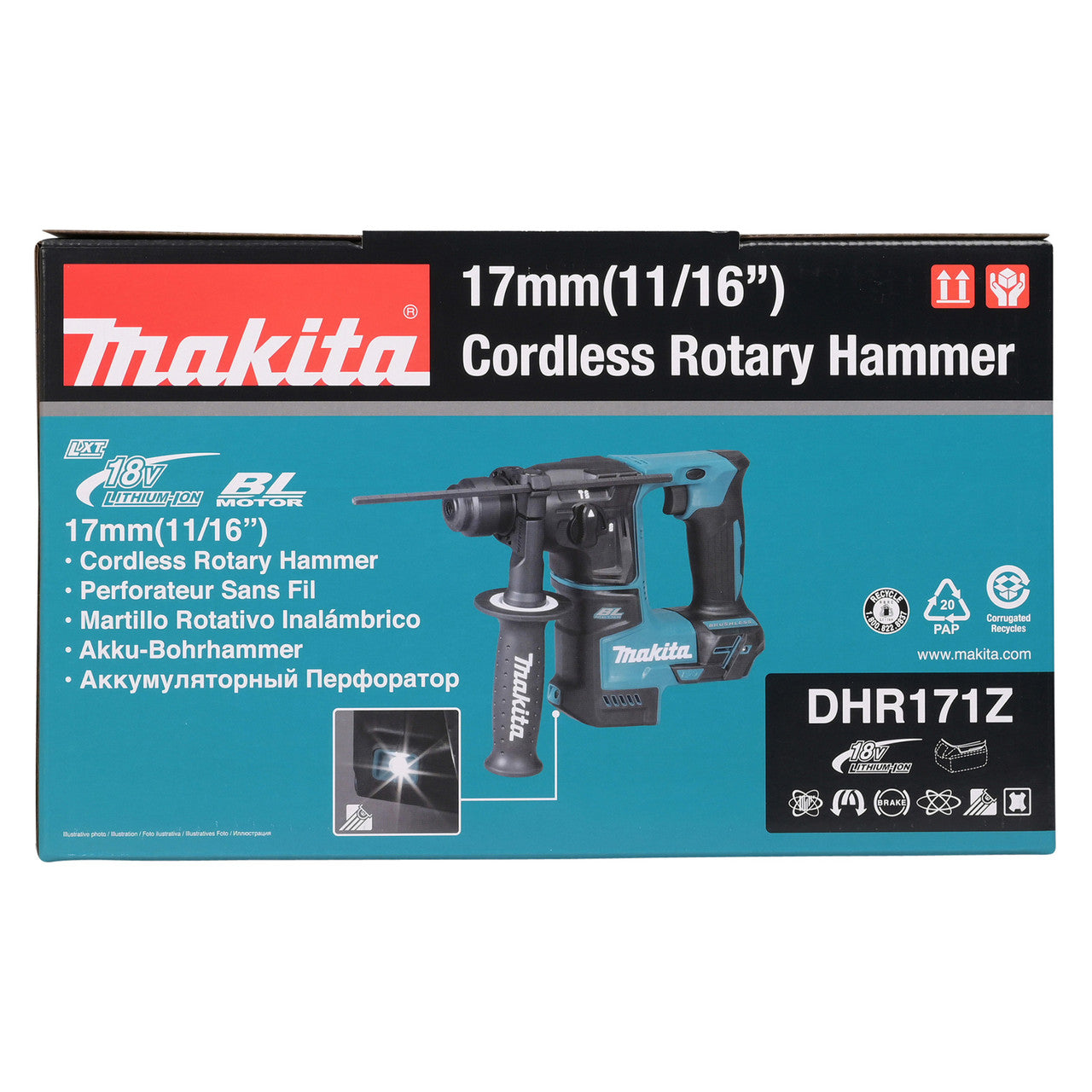 Makita 18V LXT Brushless SDS Plus Rotary Hammer Drill Body & Belt clip DHR171Z