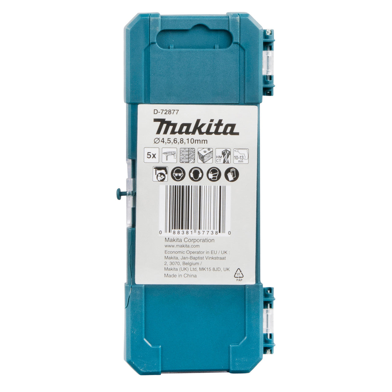 Makita TCT Drill Bit Set for Masonry 5 Piece Metric 4 - 10mm Boxed D-72877