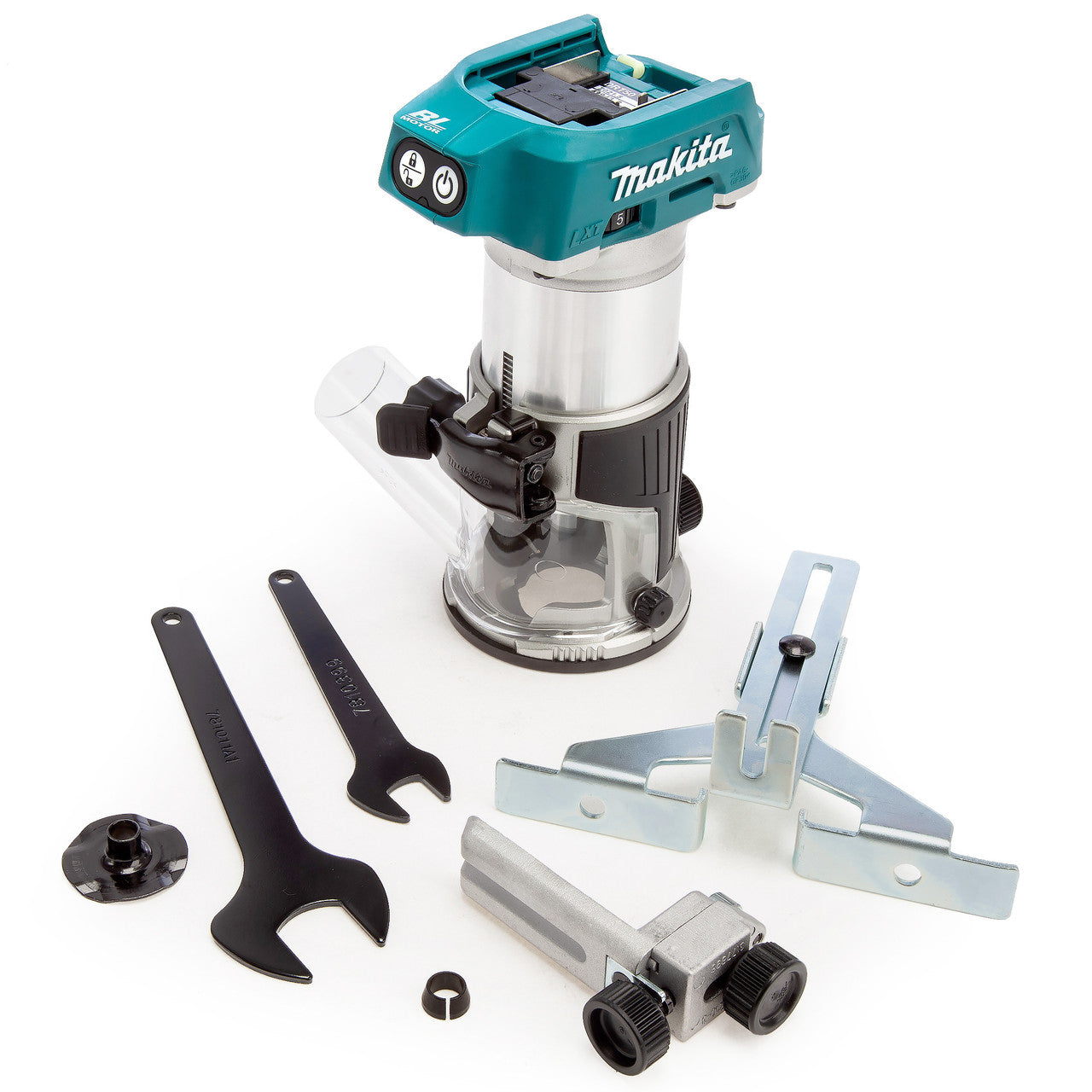 Makita 18V Brushless Router Trimmer Body Only Trimmer Base & Guide DRT50ZX4