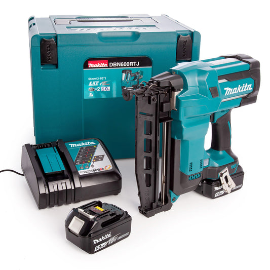 Makita 18V LXT 16 Gauge Finishing Nailer 2 x 5.0Ah Batteries DBN600RTJ