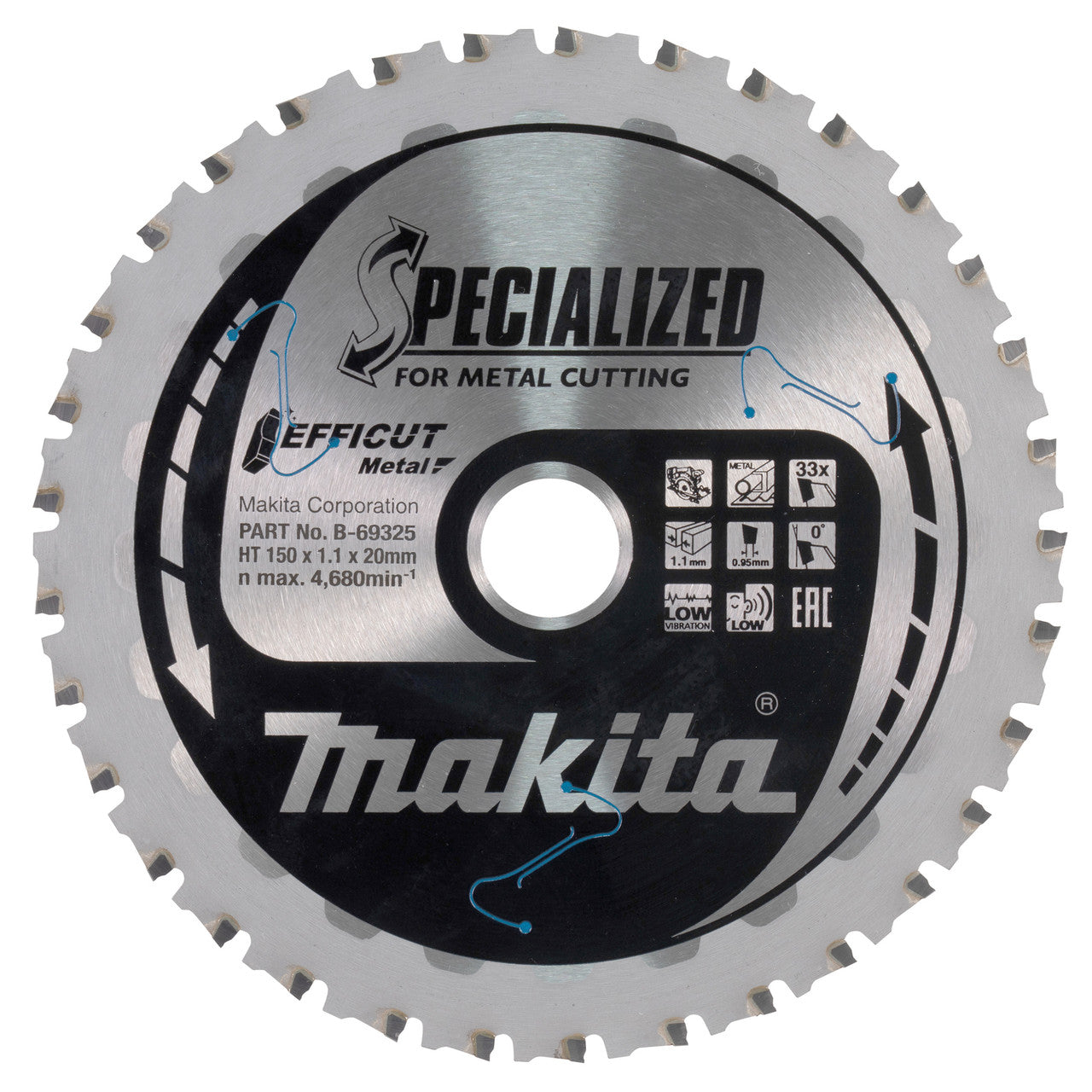 Makita B-69325 Efficut Circular Saw Blade for Metal 150mm x 20mm x 33T