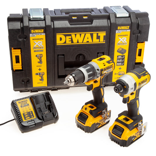 Dewalt 18V XR Combi Drill & Impact Driver Twin Pack 2 x 5.0Ah Batteries DCK266P2