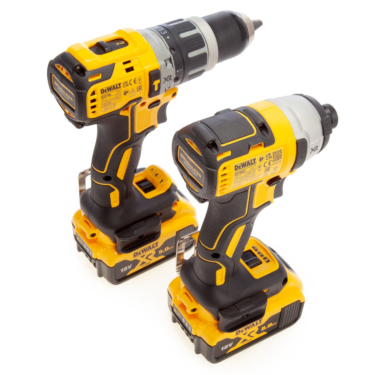 Dewalt 18V XR Combi Drill & Impact Driver Twin Pack 2 x 5.0Ah Batteries DCK266P2