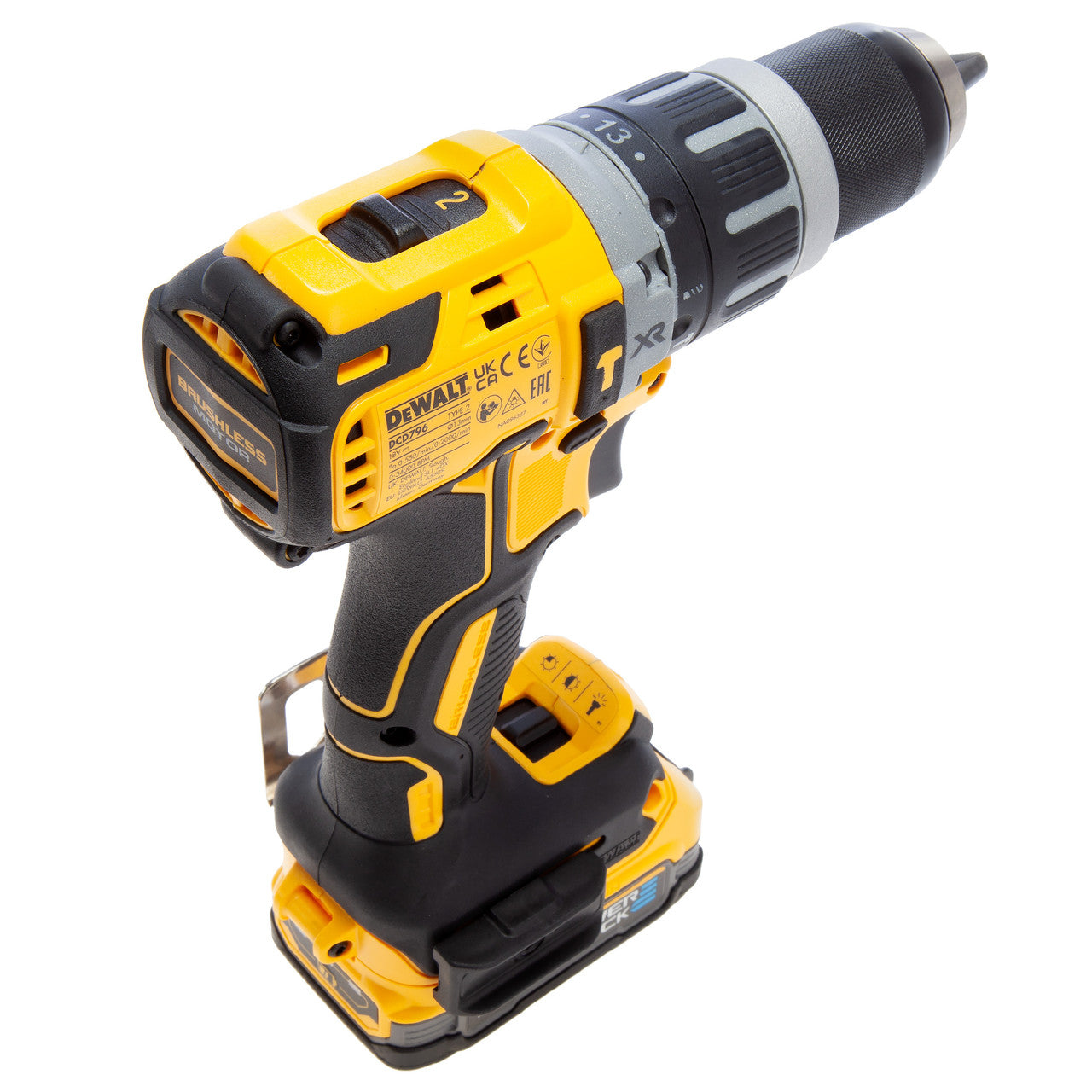 Dewalt DCD796E2T 18V XR Brushless Combi Drill (2 x 1.7Ah Powerstack Batteries)