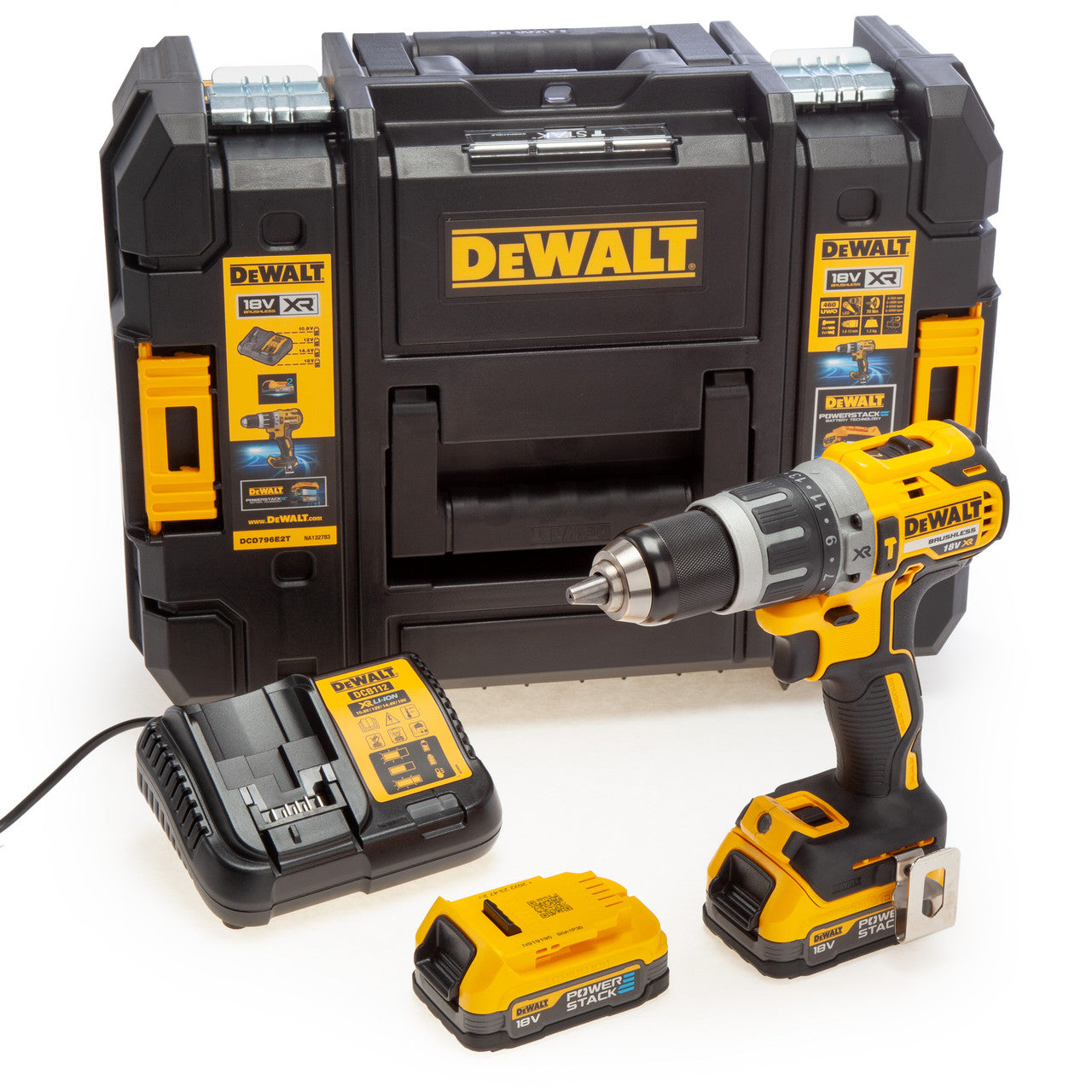 Dewalt DCD796E2T 18V XR Brushless Combi Drill (2 x 1.7Ah Powerstack Batteries)
