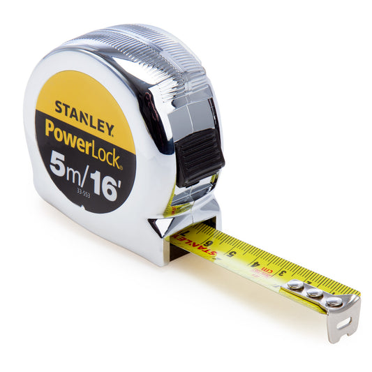 Stanley PowerLock Tape Measure 16ft 5m Width 19mm Belt Clip Tru Zero 0-33-553