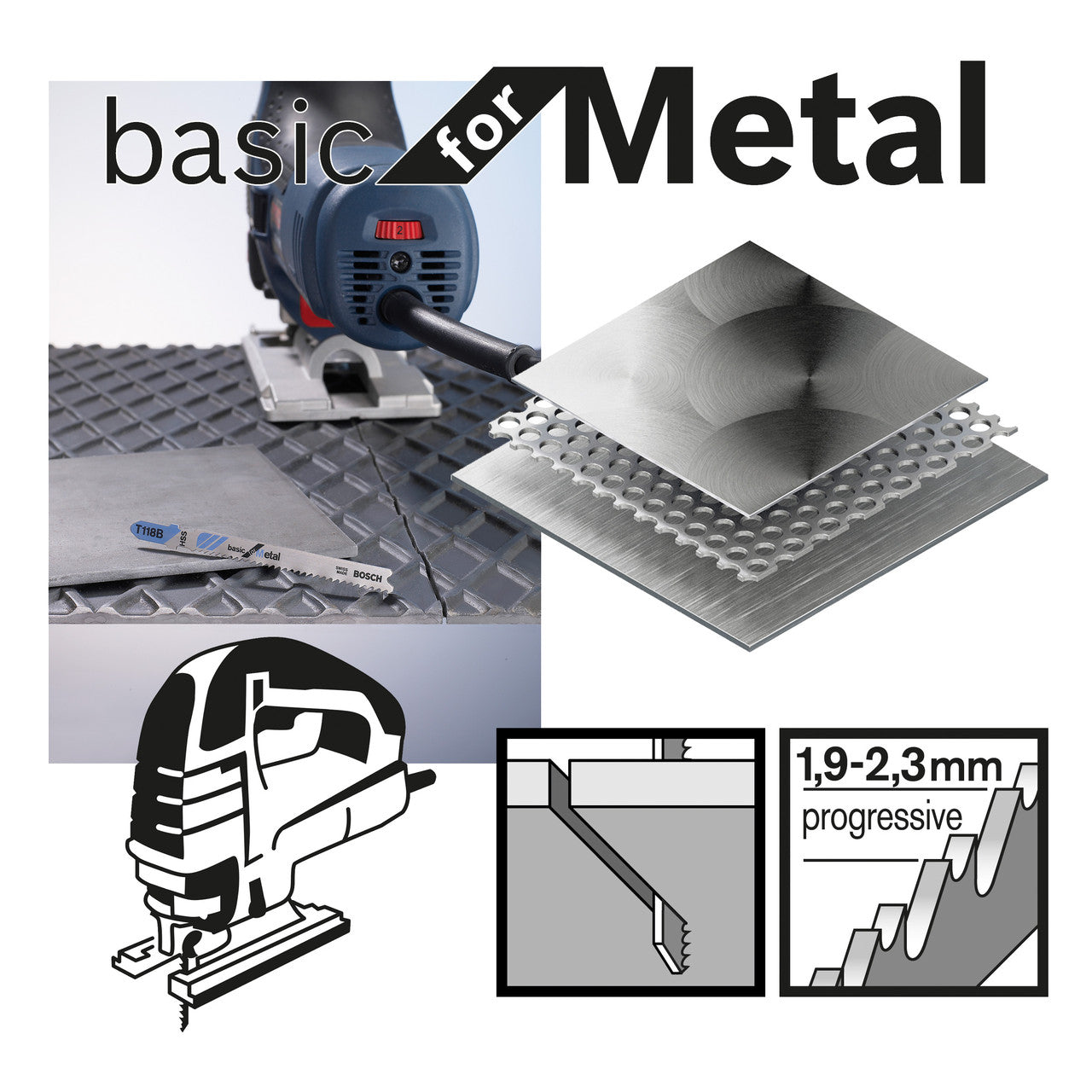 Bosch Basic Metal Cutting Jigsaw Blades 5 Pack T118B