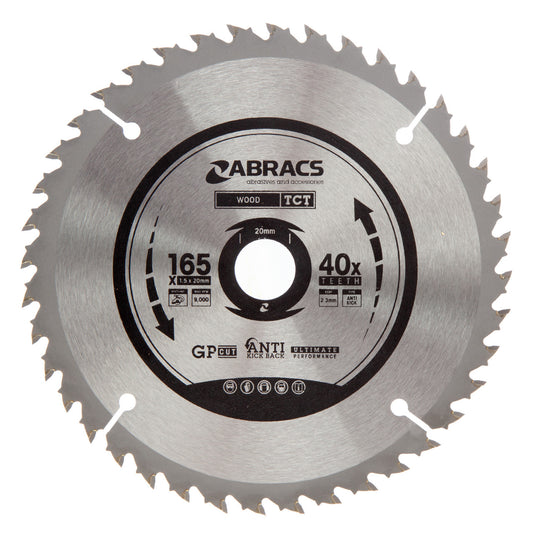 Abracs TCT Circular Saw Blade for Wood 165 x 20mm x 40T TCT16540
