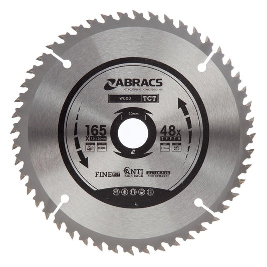 Abracs TCT Circular Saw Blade for Wood 165 x 20mm x 48T TCT16548